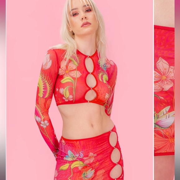 Burning Man/Festival Bandika Two piece Cutout Mesh Set - Picture 6 of 6